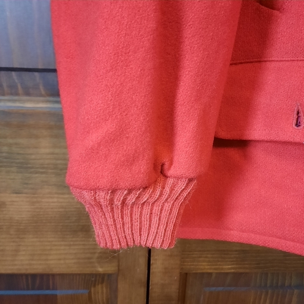 Vintage 1960s Soo wool red knit insulated full metal zipper hunting field coat - Picture 9 of 15